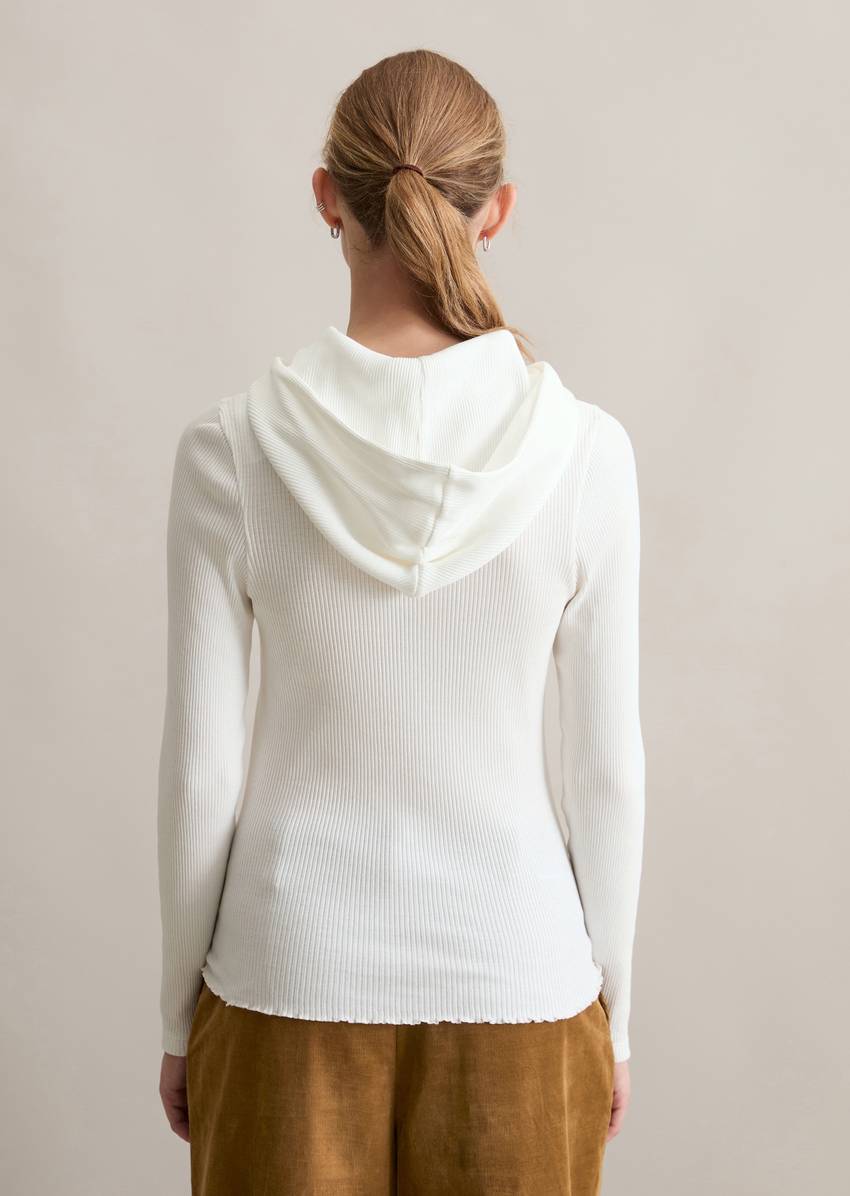 Hooded longsleeve regular made from soft ribbed jersey