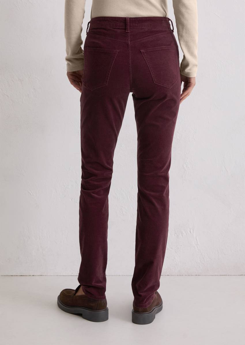 Velvet pants model Alkea slim made from an organic cotton stretch blend