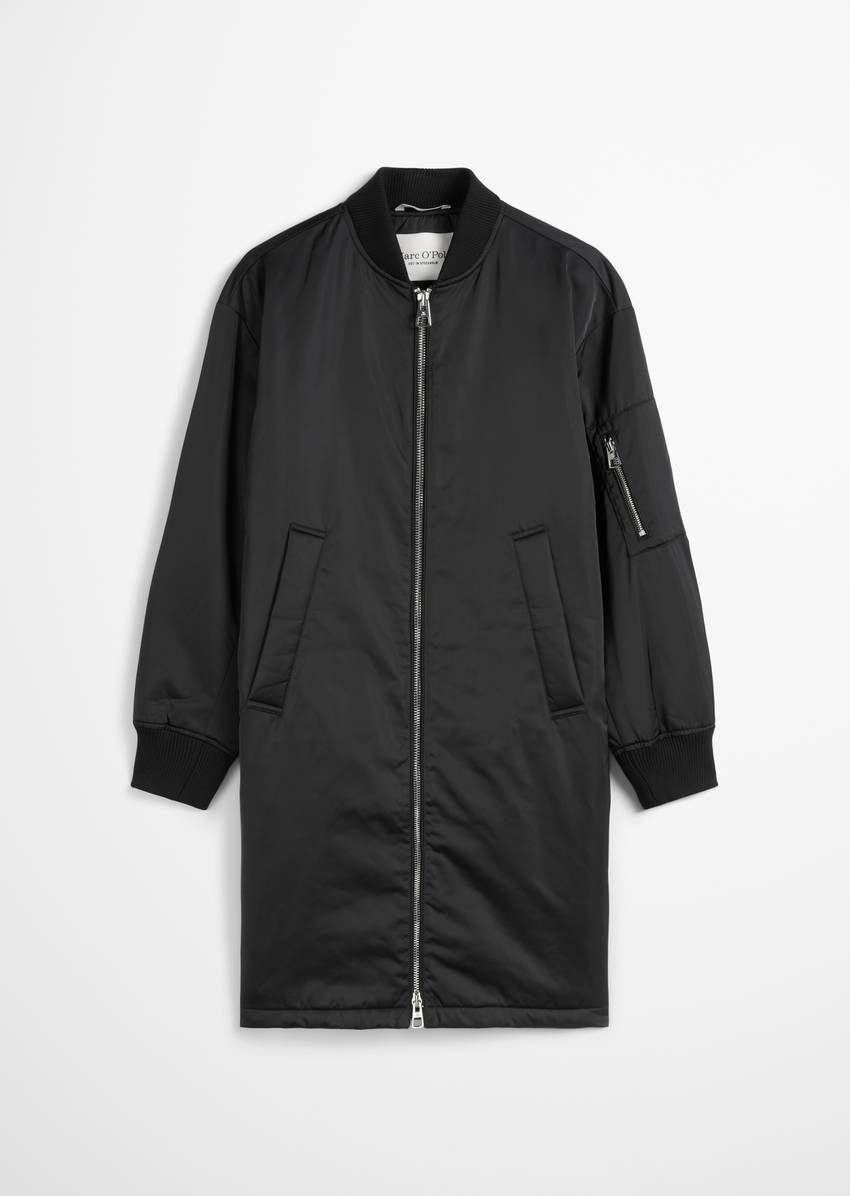 Regular aviator-style blouson coat made from recycled polyester twill