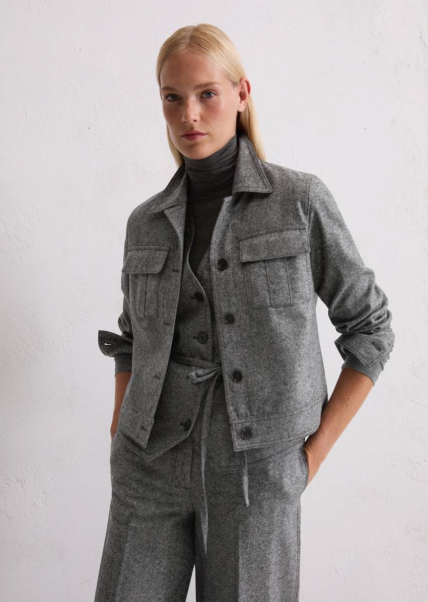 Tweed jacket relaxed cropped made from a virgin wool mix