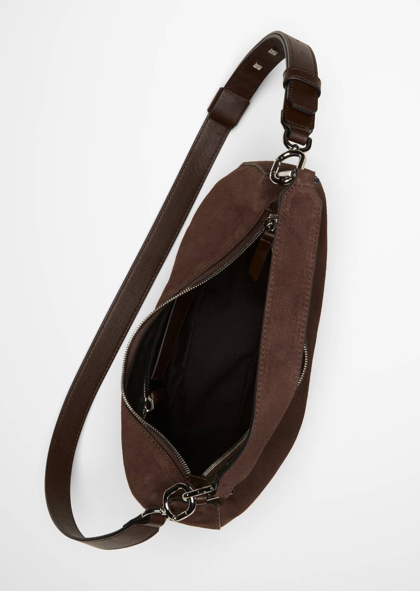 Crossbody bag small made from soft suede cowhide