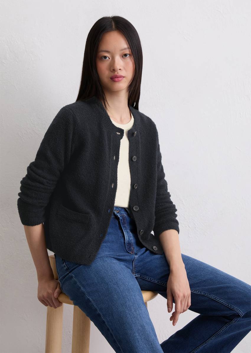 Cardigan regular made from bouclé yarn