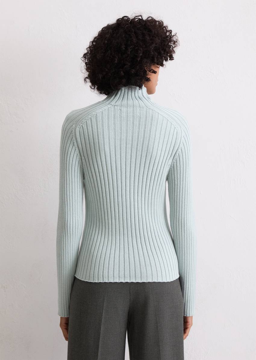 Turtleneck sweater slim made from heavy weight cotton