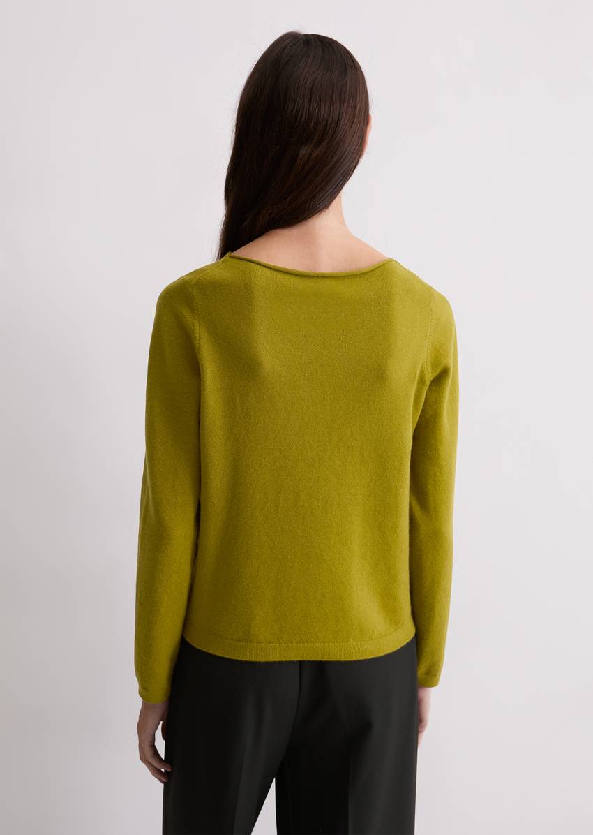 Basic knitted sweater regular made from a soft cotton/virgin wool blend