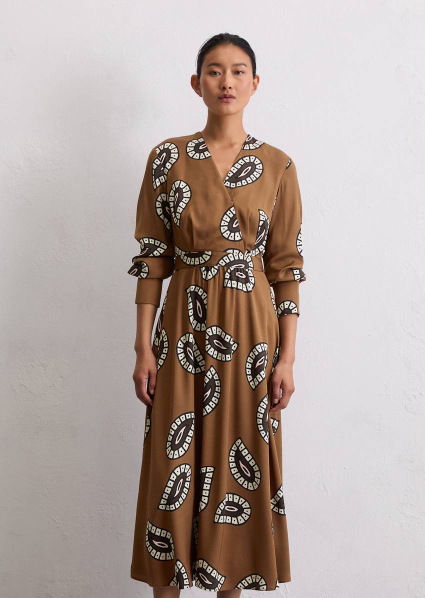 Wrap dress A-Shape made from viscose twill
