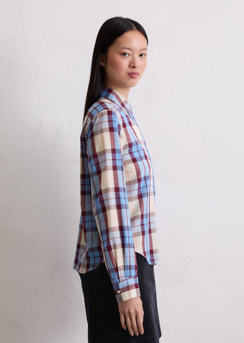 Check blouse fitted made from an organic cotton/lyocell mix