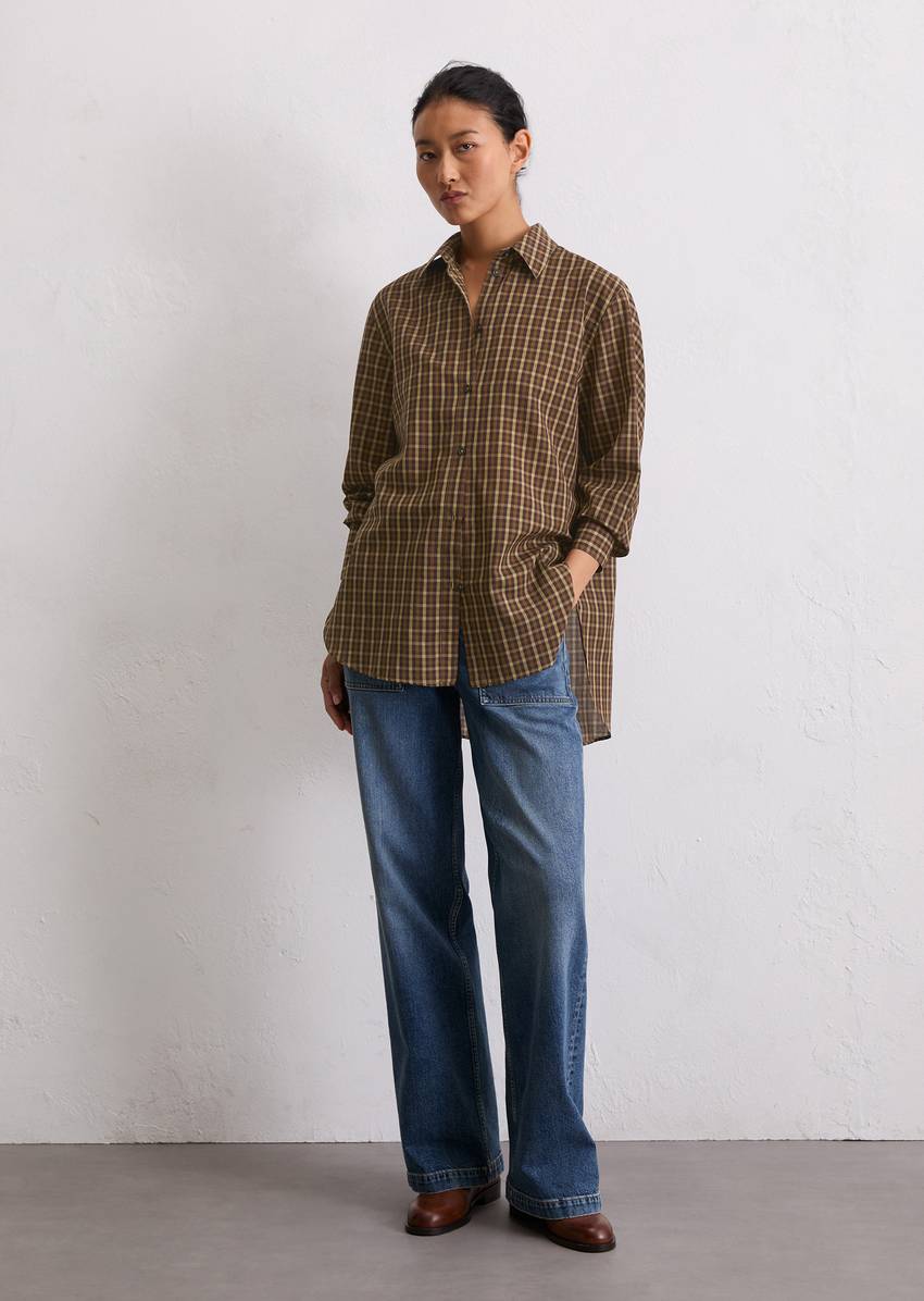 Check blouse oversize made from an organic cotton/lyocell mix