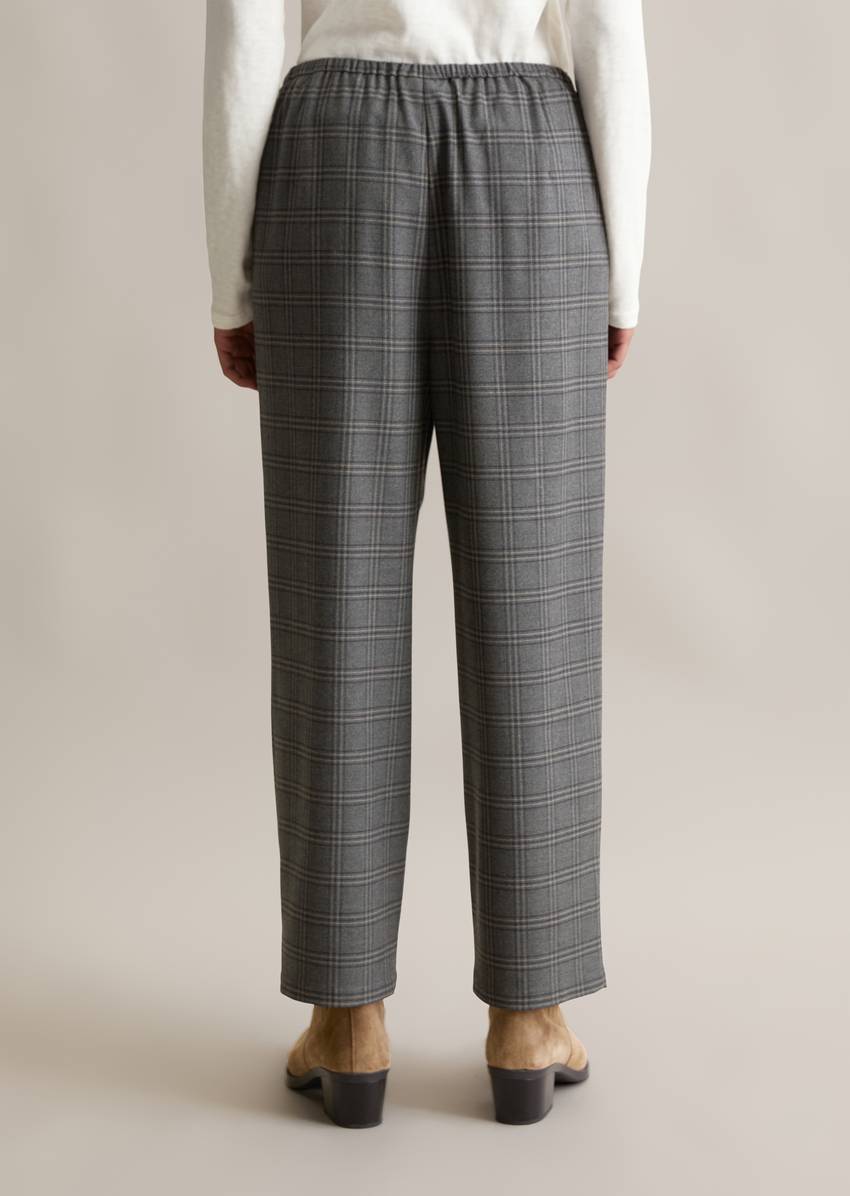 Check trousers loose tapered with recycled polyester and viscose