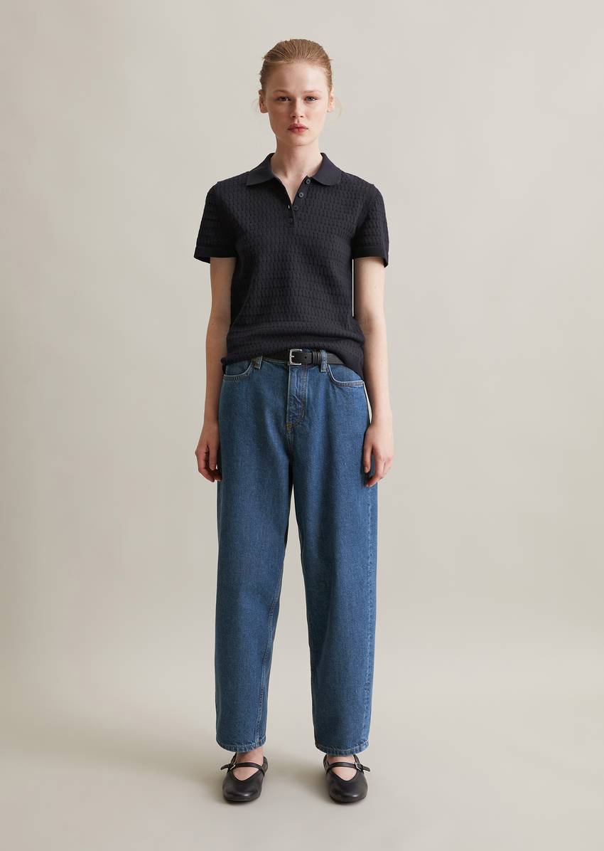 Regular knit polo shirt made from soft cotton yarn