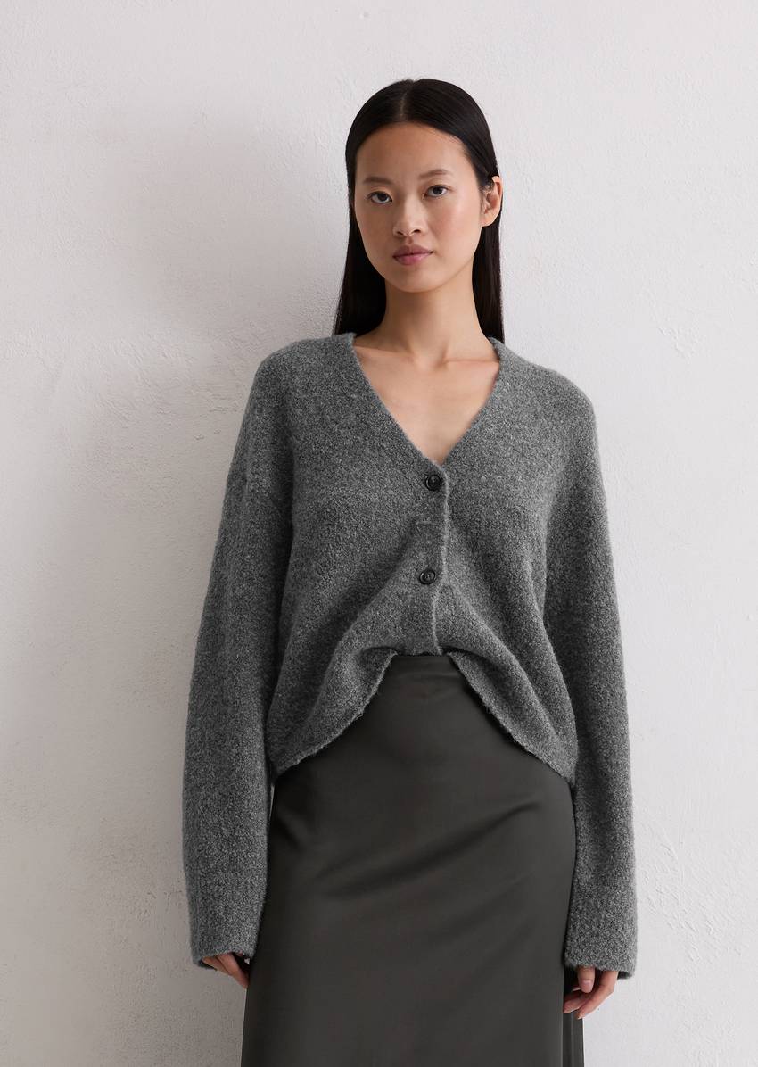 Bouclé cardigan regular made from a virgin wool/alpaca wool mix