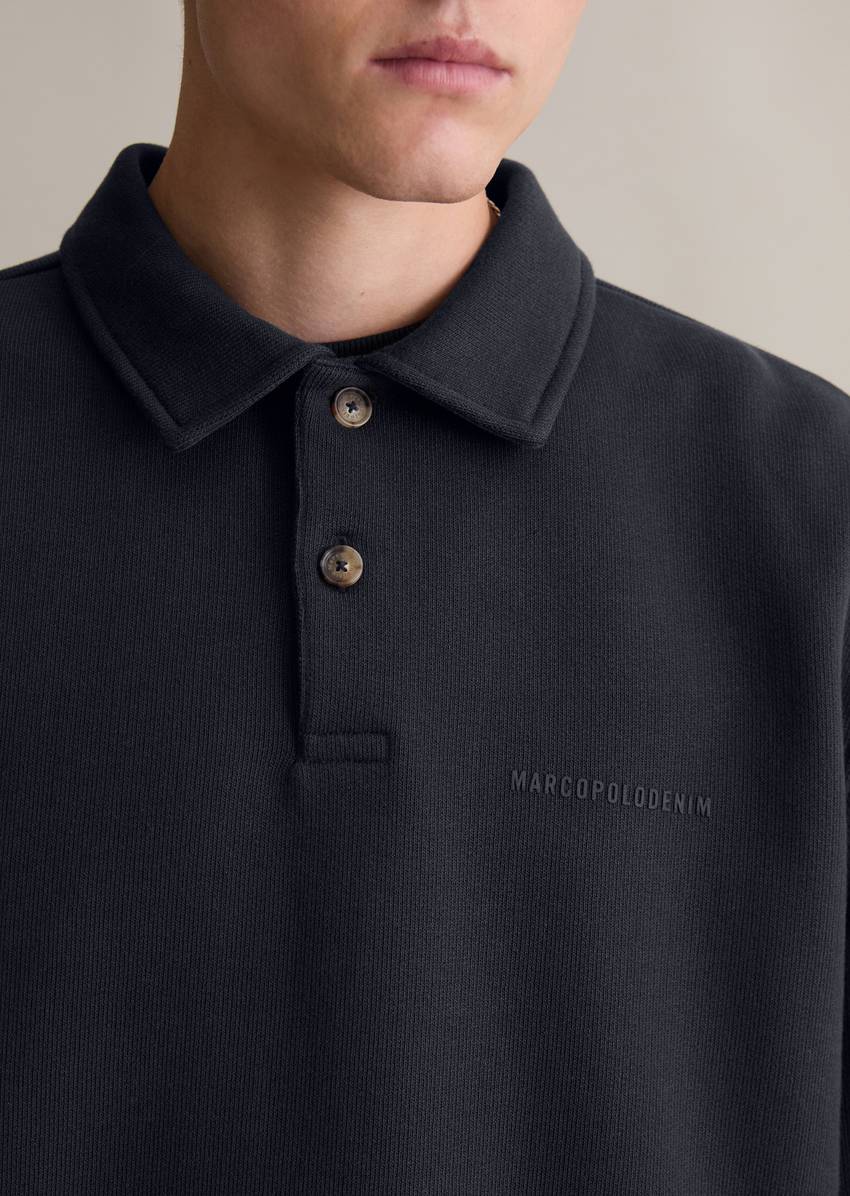 Polo sweatshirt relaxed made of heavy, structured quality