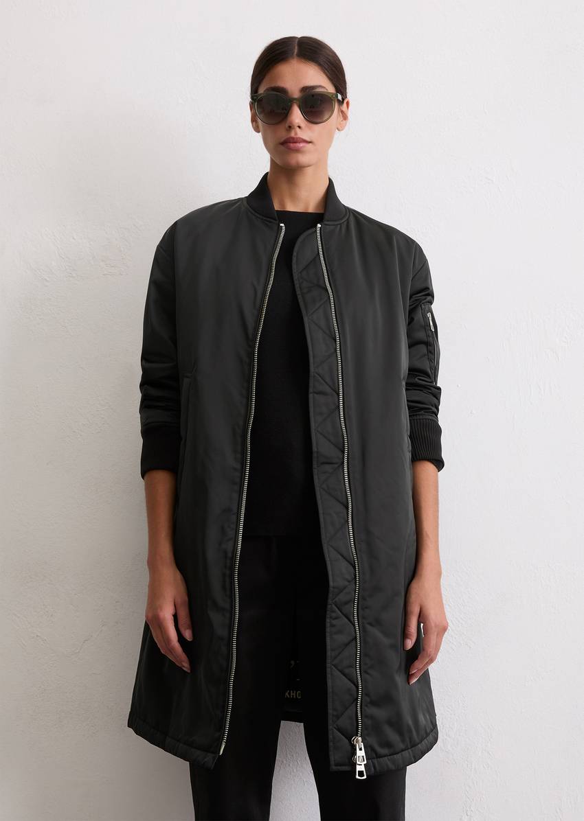 Regular aviator-style blouson coat made from recycled polyester twill