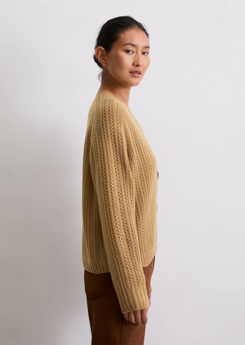 Ajour cardigan oversize made from virgin wool