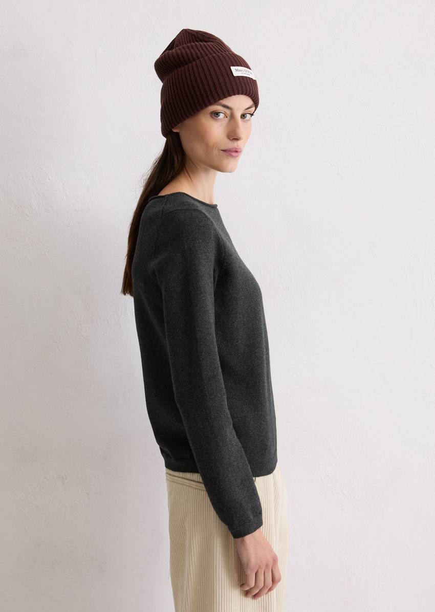 Basic knitted sweater regular made from a soft cotton/virgin wool blend