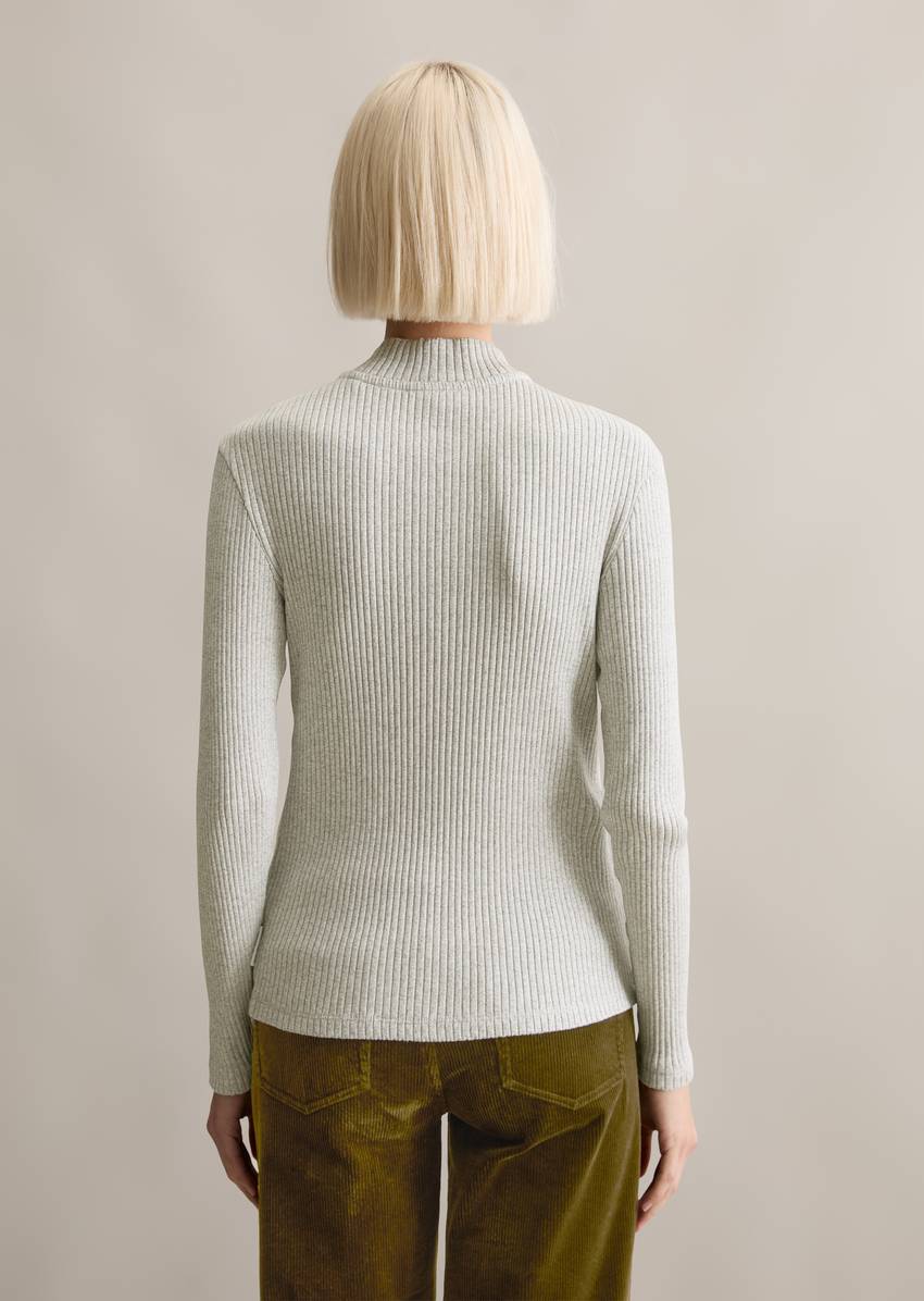 Half-zip longsleeve slim made from ribbed jersey