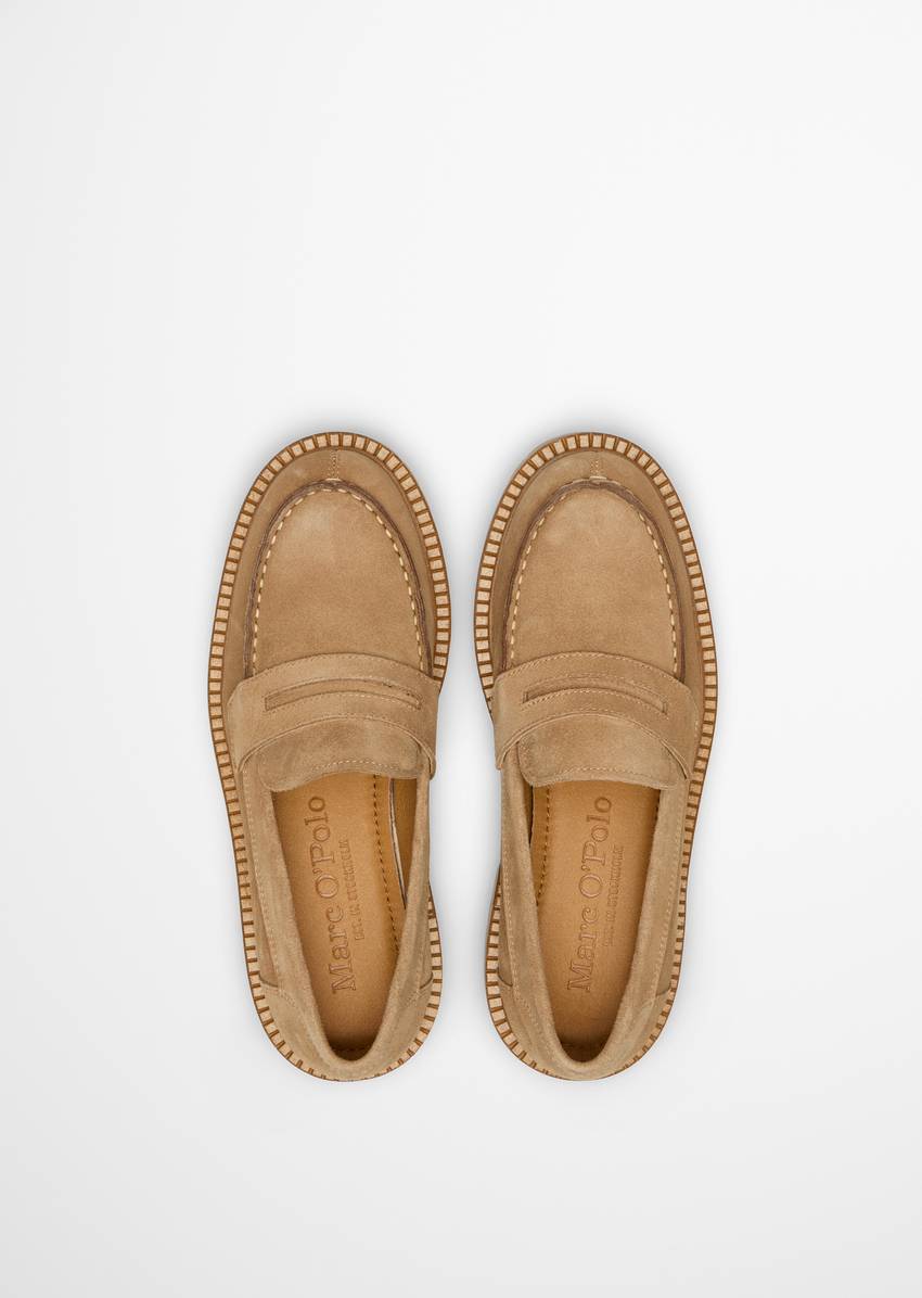 Penny loafer with robust tread outsole