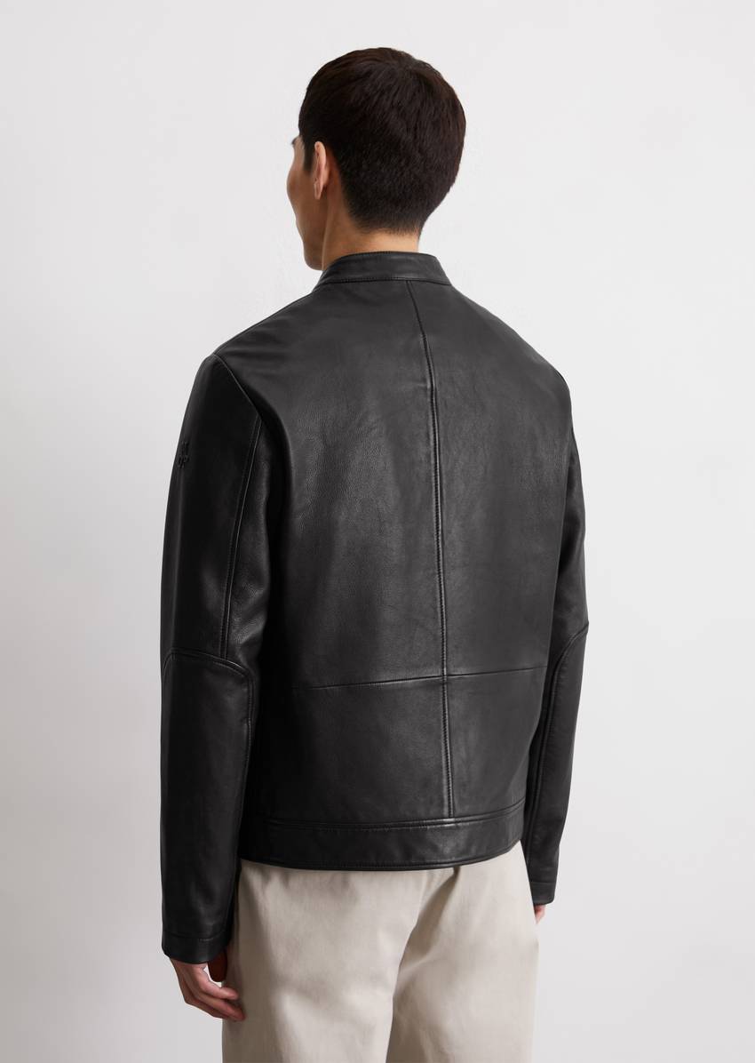 Biker leather jacket regular made from supple lambskin leather