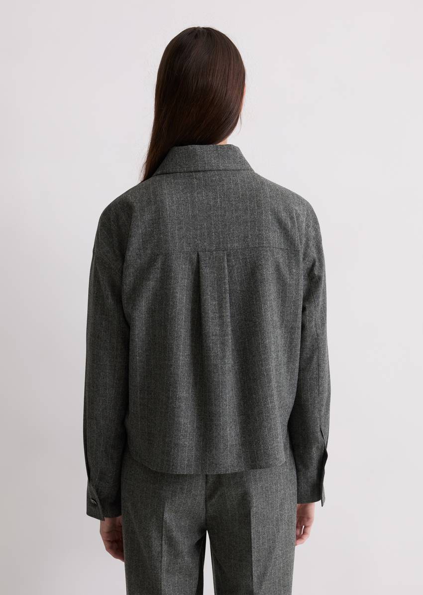 Regular pinstripe jacket made from wool-viscose blend stretch