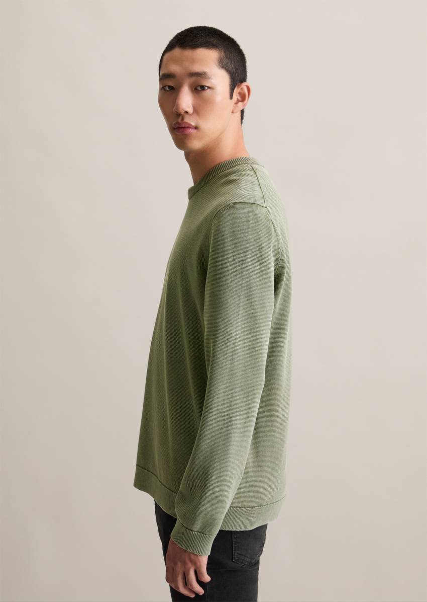 Garment dye sweater regular made from pure organic cotton