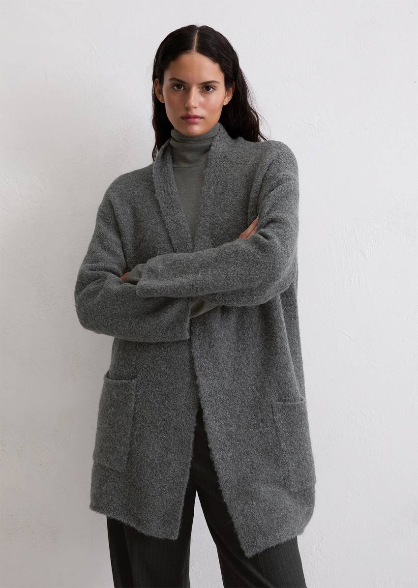 Bouclé cardigan regular made from a virgin wool/alpaca wool mix