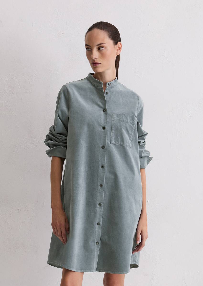 Velvet shirt dress A-shape made from organic cotton stretch