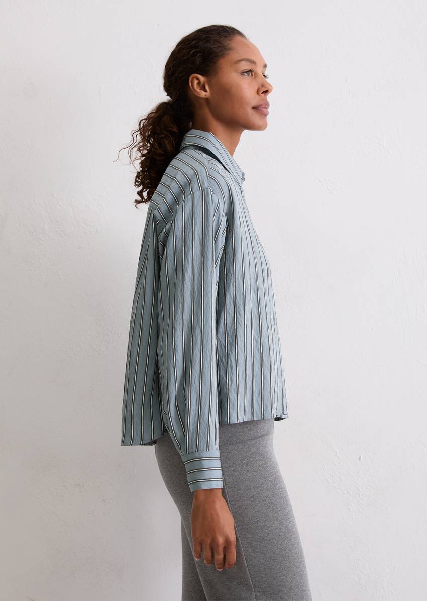 Crinkle striped blouse relaxed cropped from LENZING™ ECOVERO™