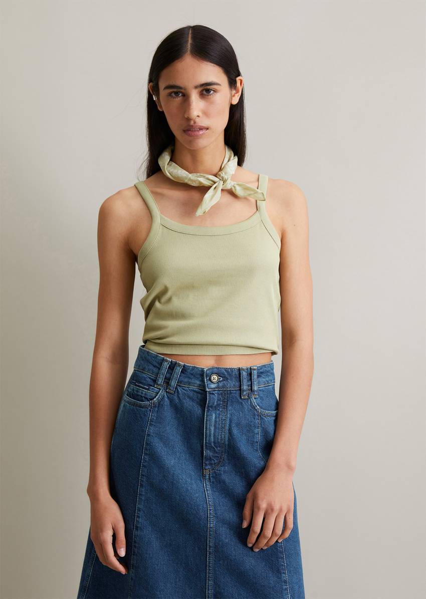 Cropped strap top made from ribbed organic cotton