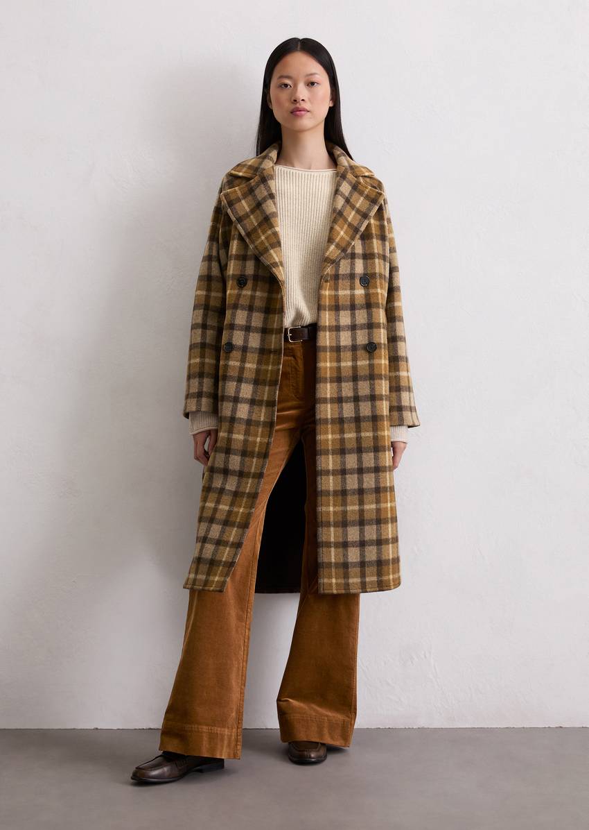 Checked coat relaxed made from an Italian wool blend