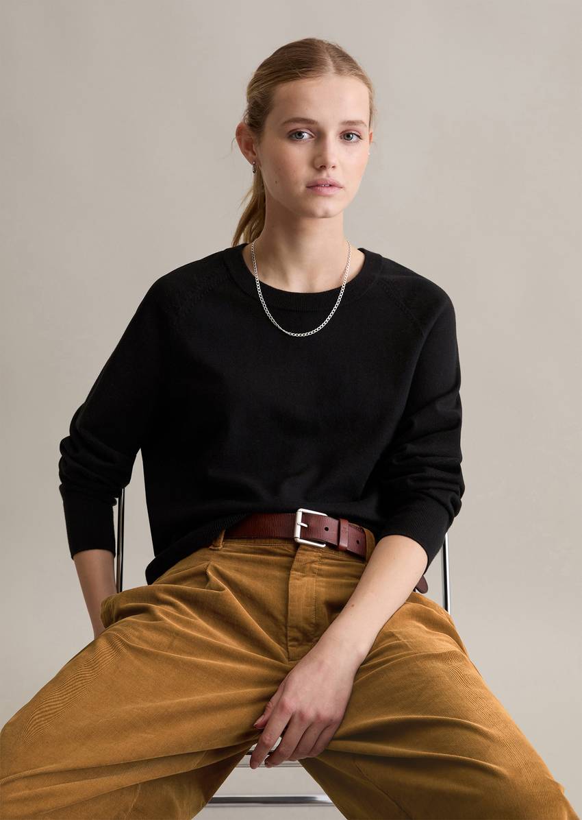 Knitted sweater regular made from soft cotton stretch