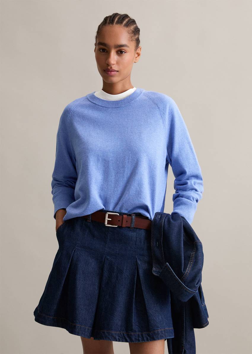 Knitted sweater regular made from soft cotton stretch