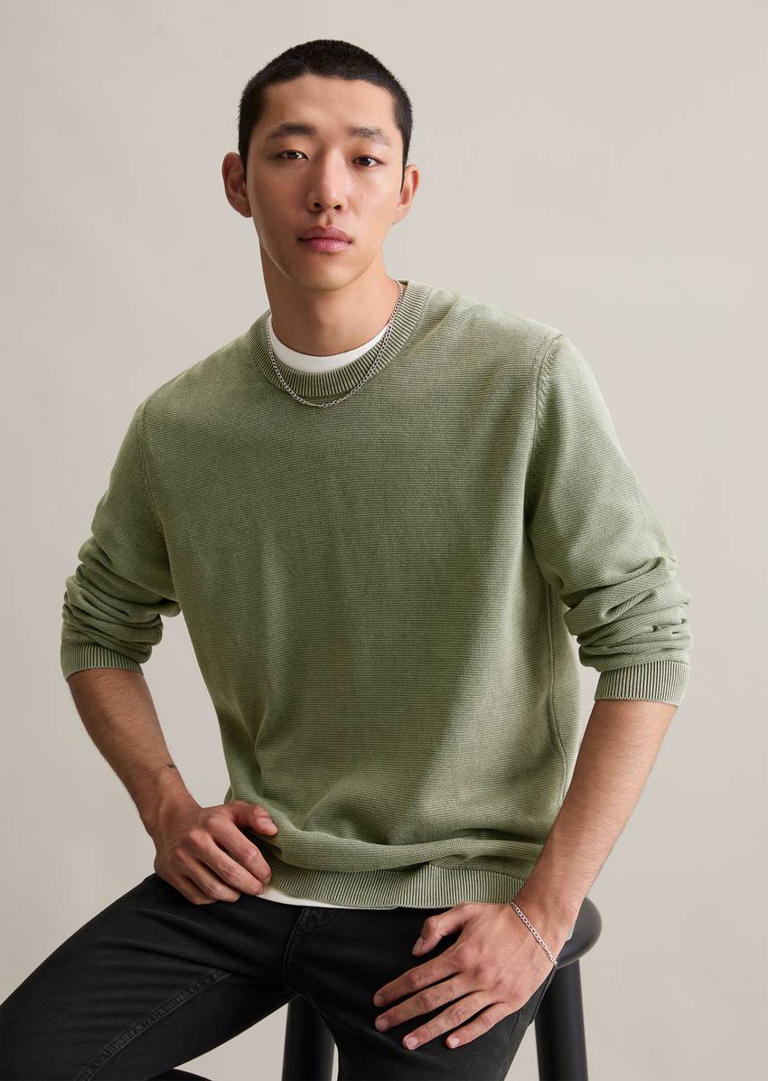 Garment dye sweater regular made from pure organic cotton