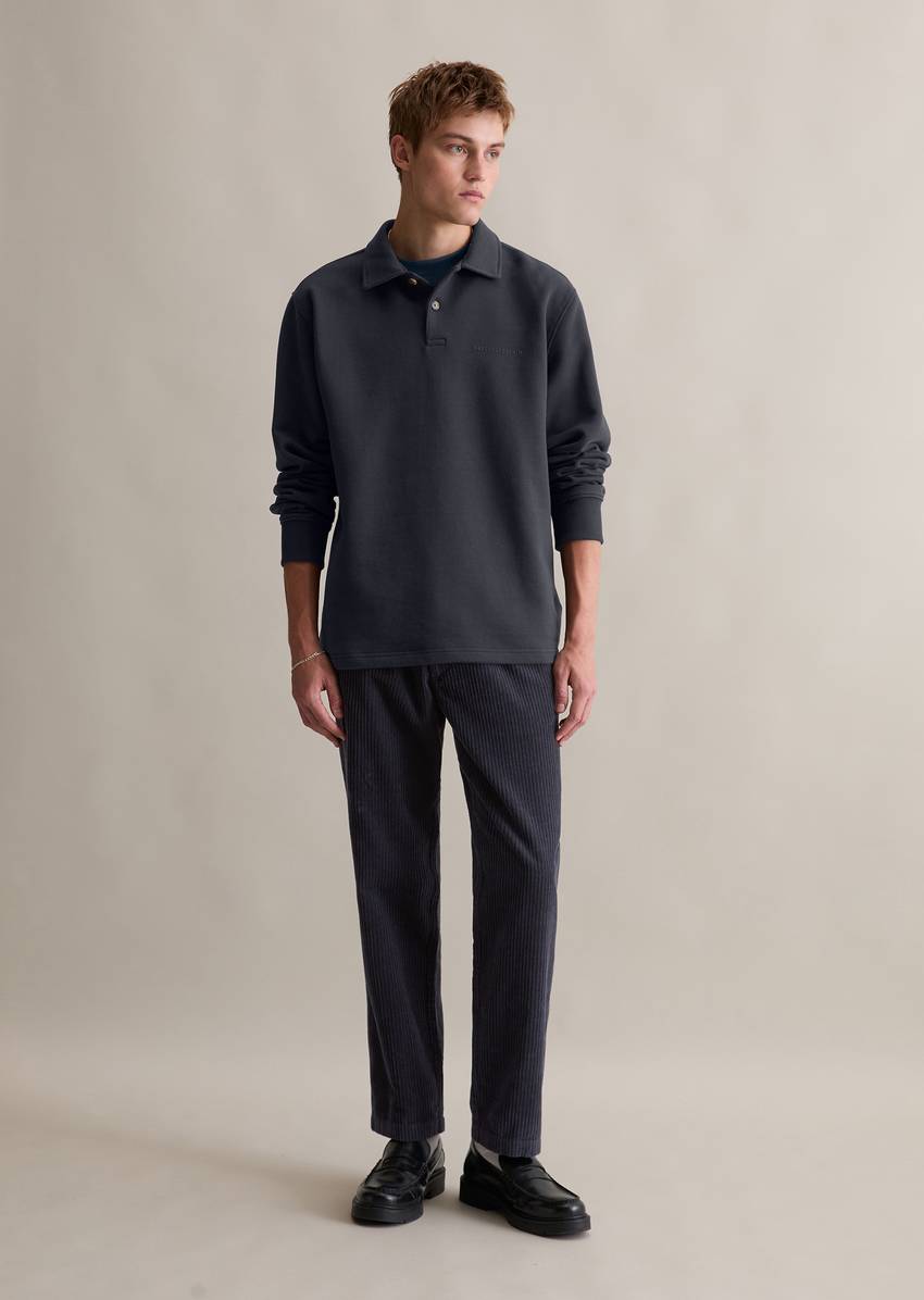 Polo sweatshirt relaxed made of heavy, structured quality