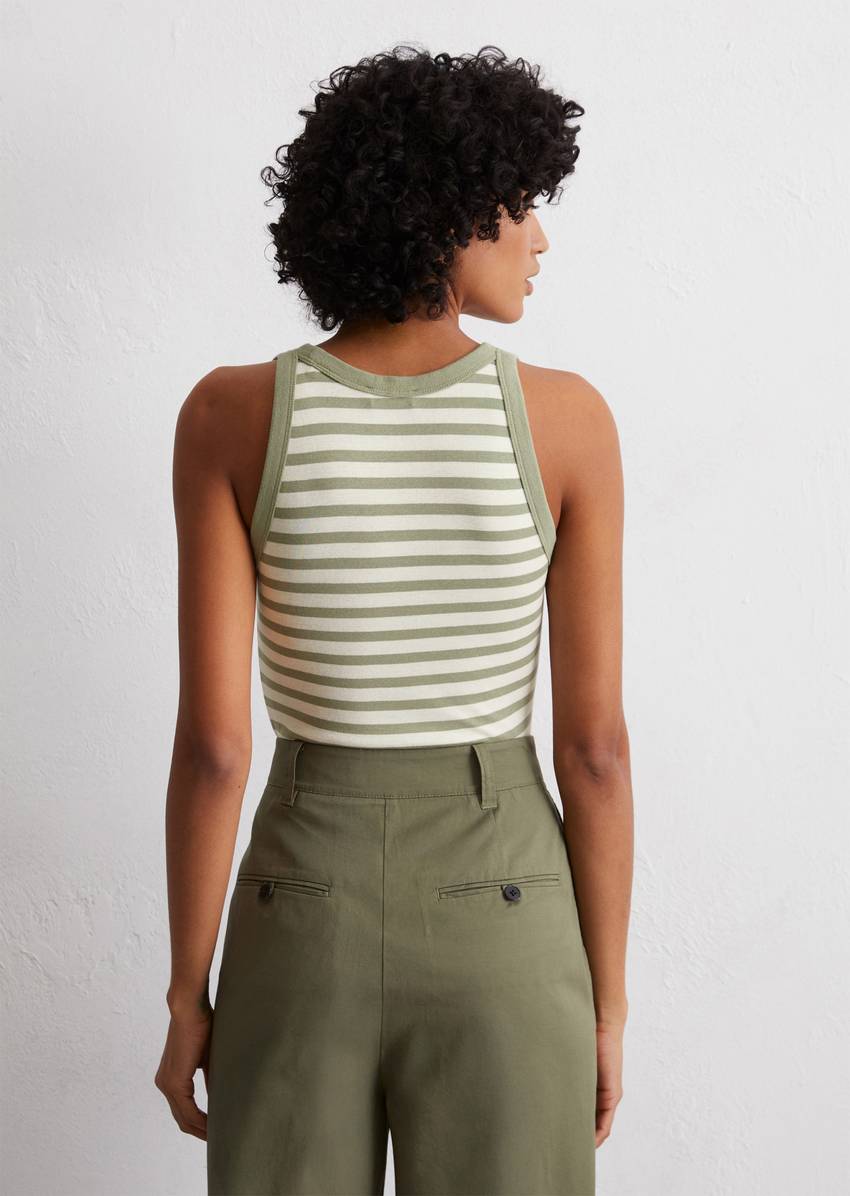 Striped tank top slim made from organic cotton rib jersey