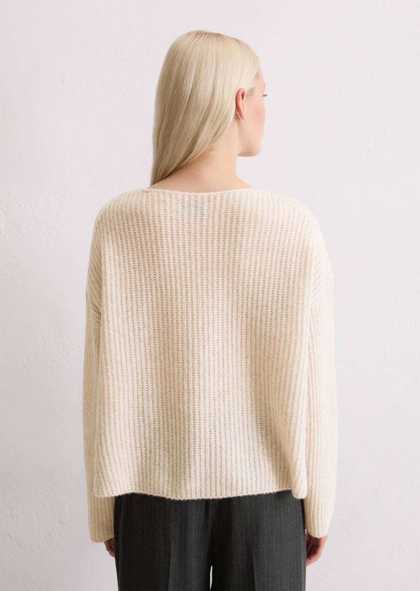Knitted sweater oversized made from a soft virgin wool blend