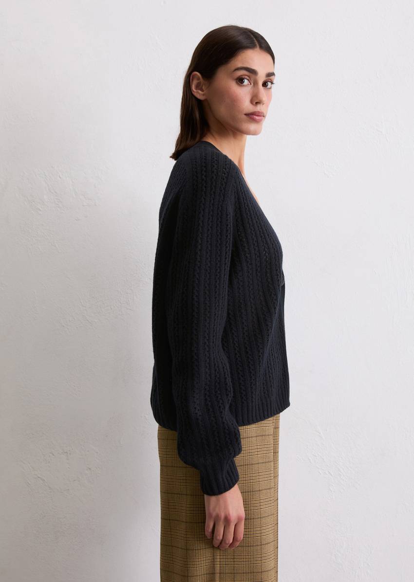 Ajour cardigan oversize made from virgin wool