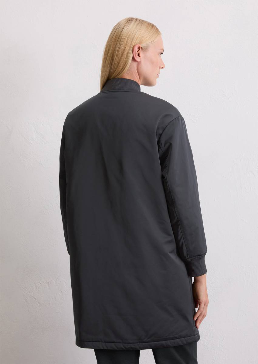 Regular aviator-style blouson coat made from recycled polyester twill