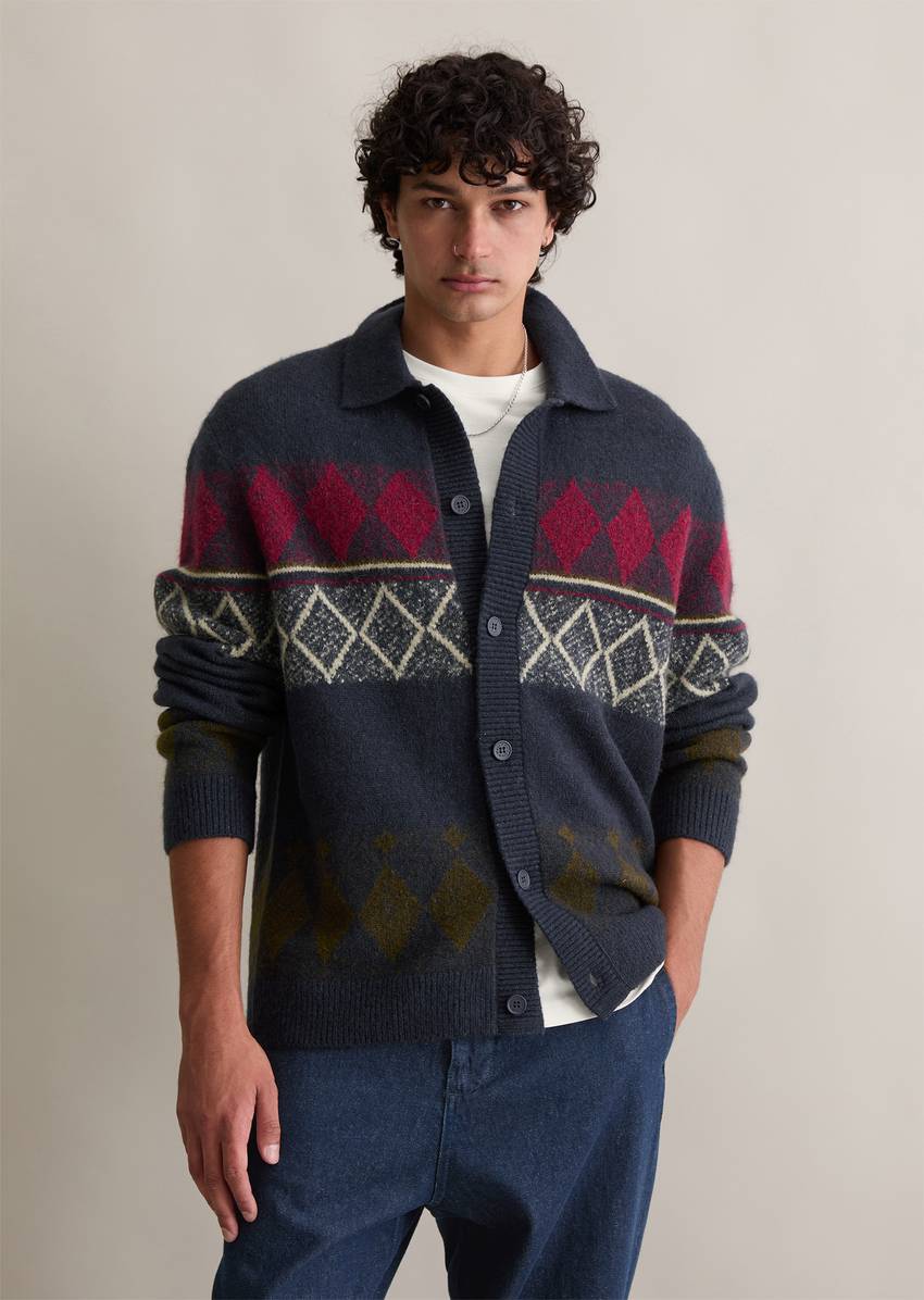 Cardigan with relaxed collar with mohair content