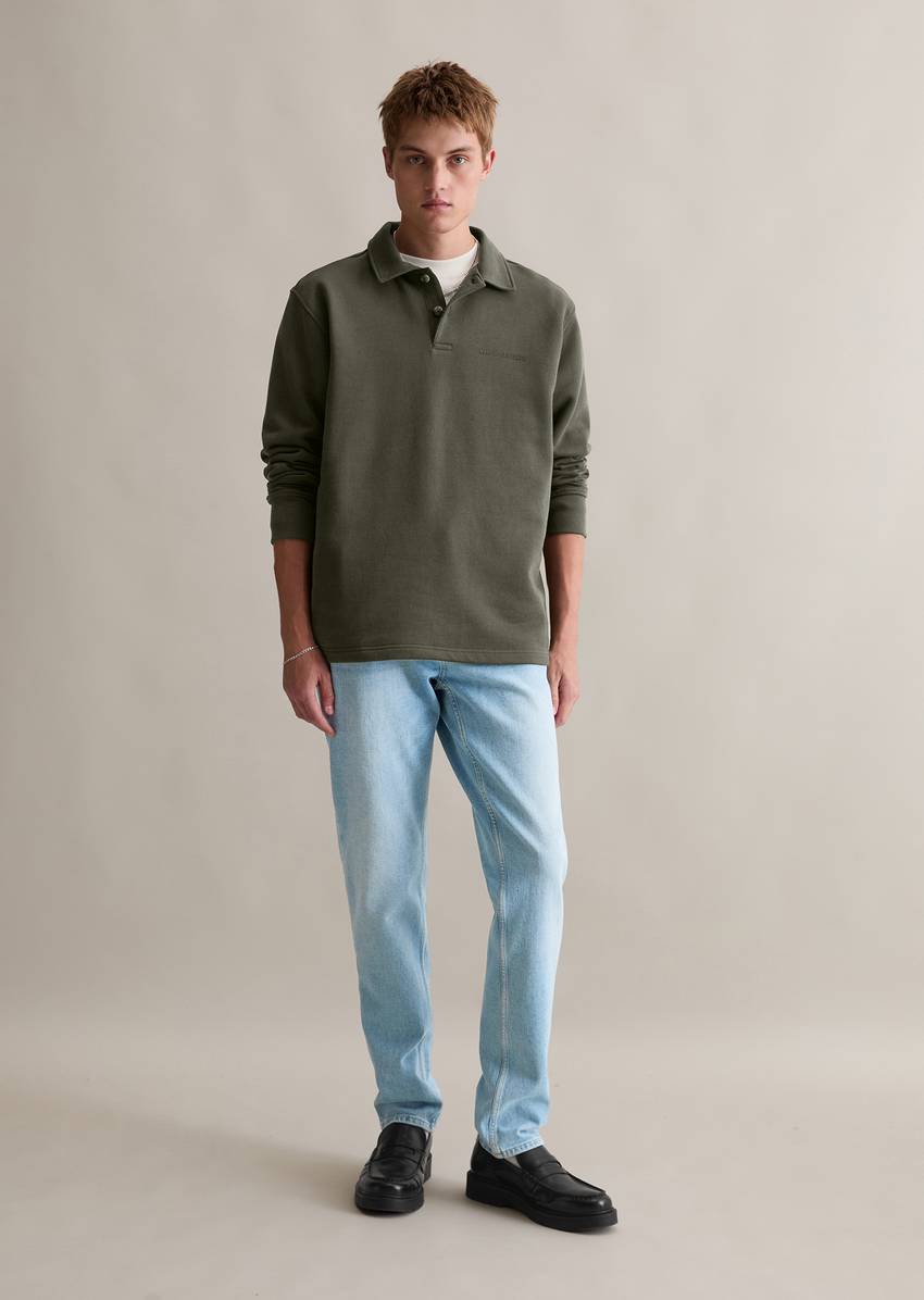 Polo sweatshirt relaxed made of heavy, structured quality