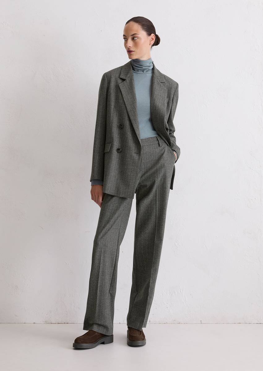 Straight pinstripe blazer made from wool-viscose blend stretch