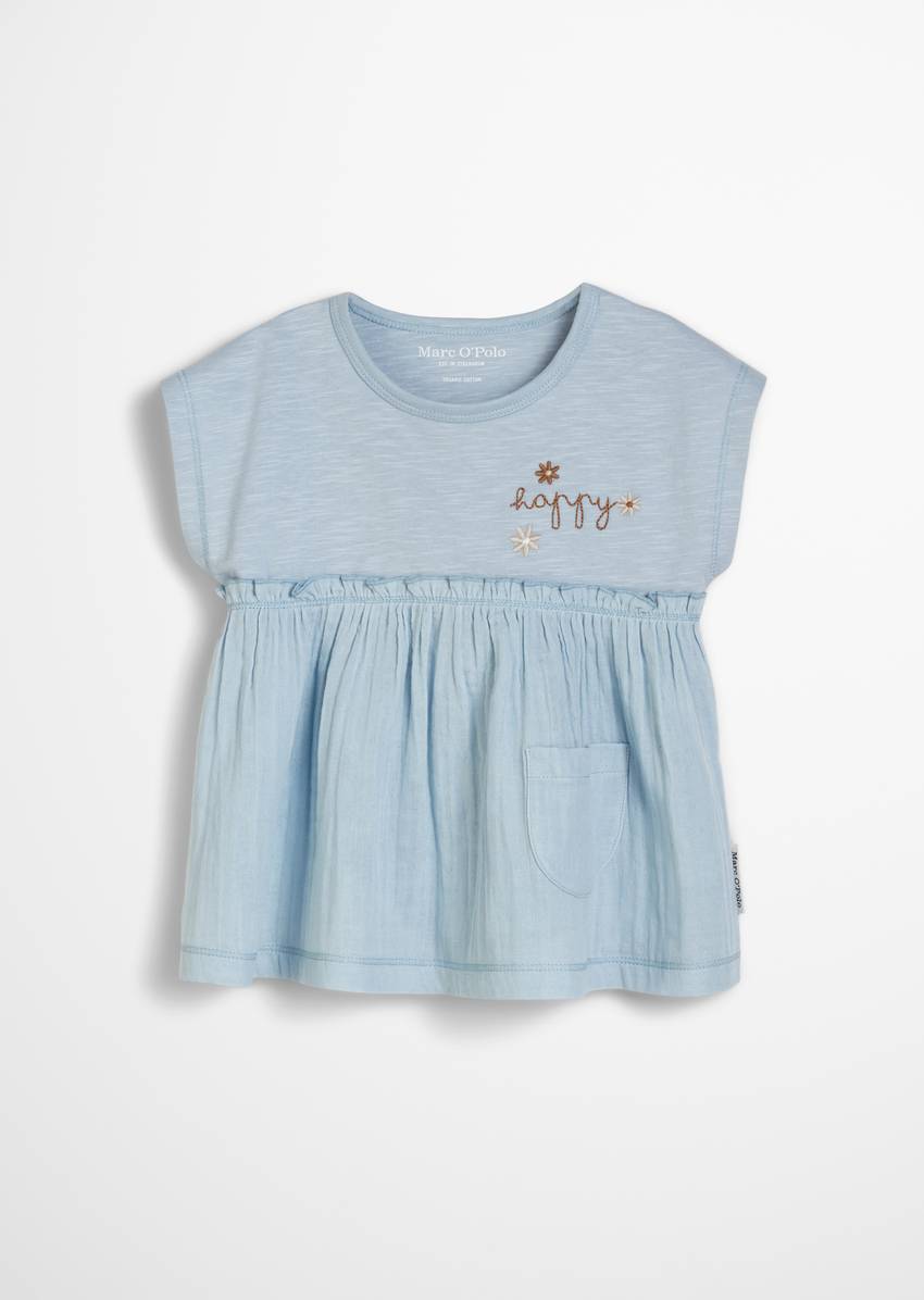 KIDS-GIRLS tunic blouse with a textured mix of organic cotton