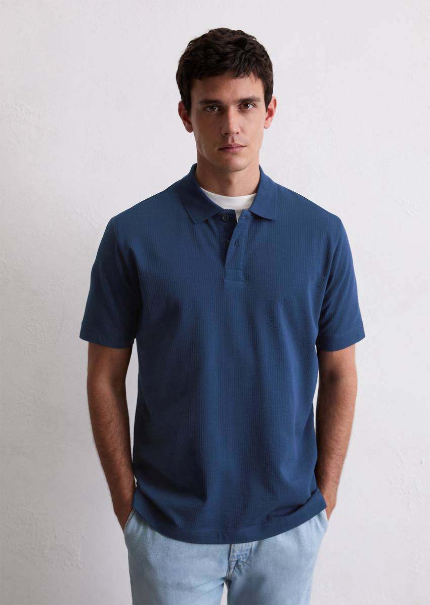 DfC polo shirt seersucker regular made from an organic cotton blend