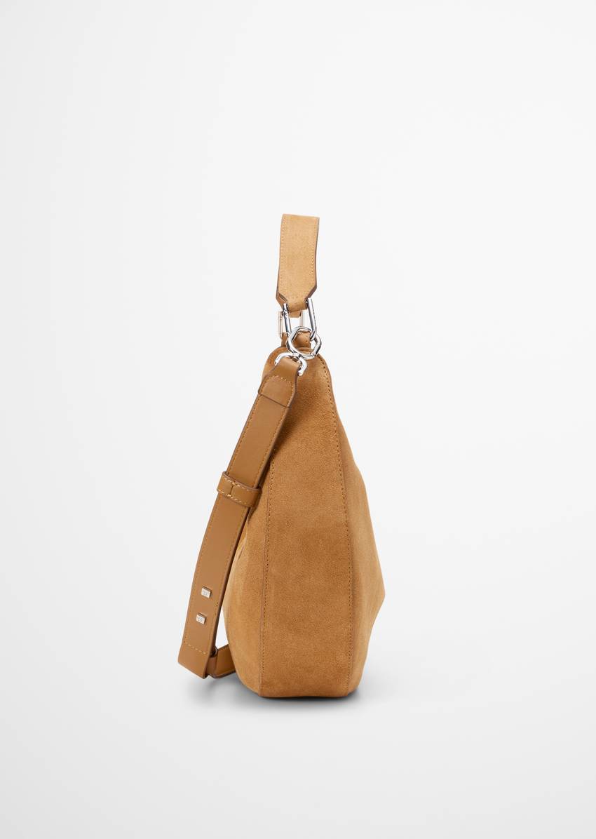 Crossbody bag small made from soft suede cowhide