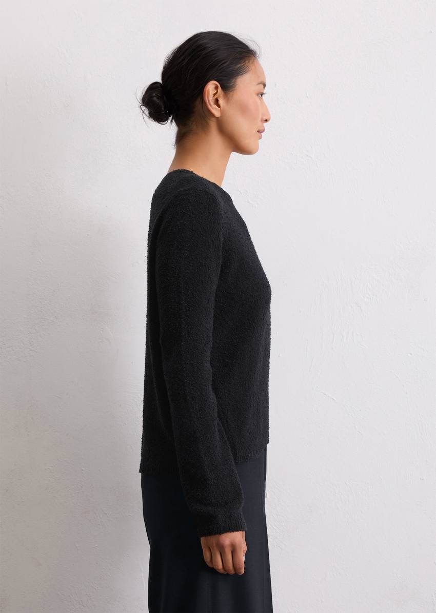 Knitted sweater regular made from bouclé yarn