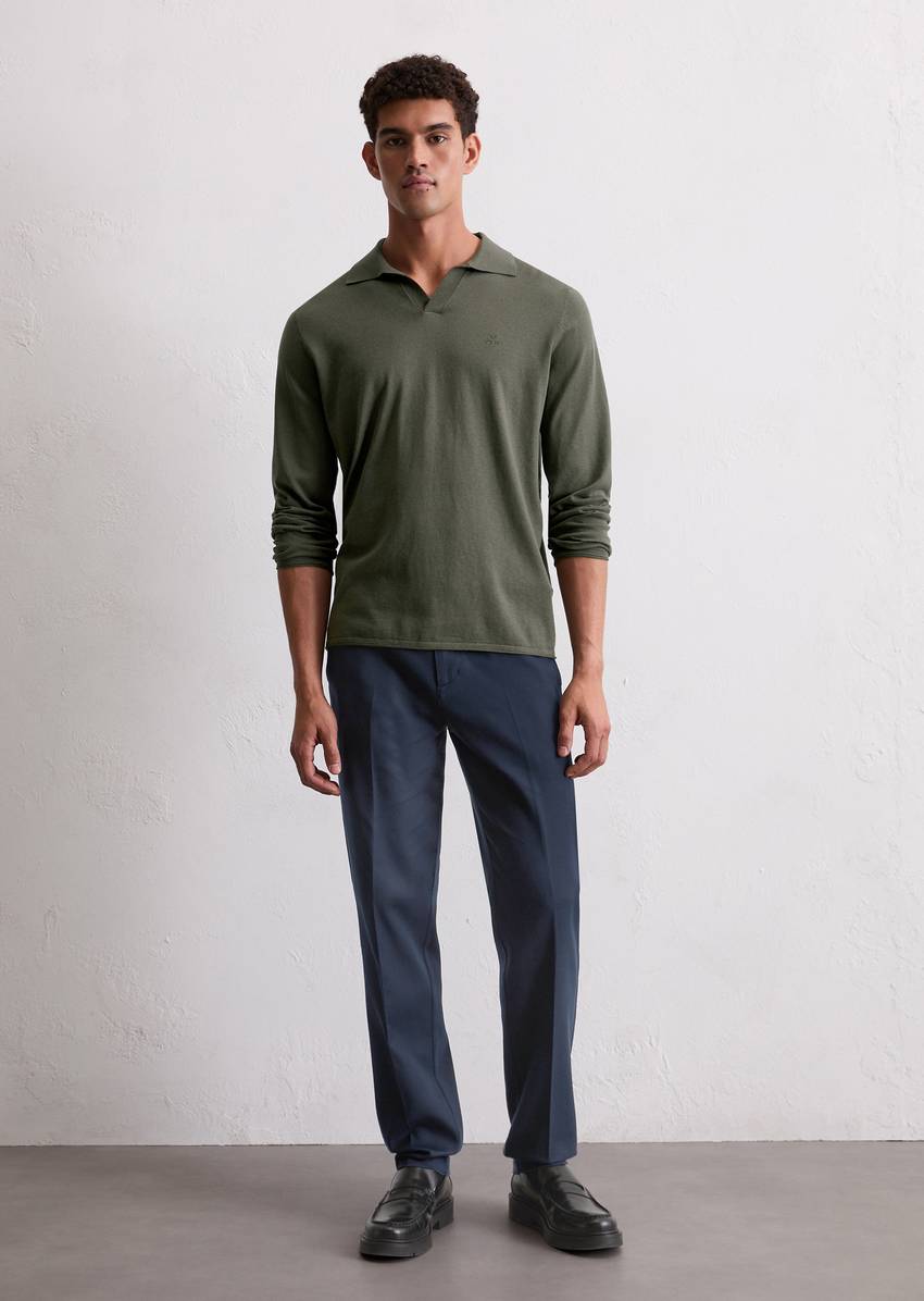 Regular polo neck sweater made from an organic cotton-cashmere blend