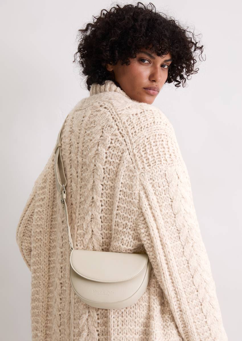 Shoulder bag small made from a leather alternative made from recycled polyester