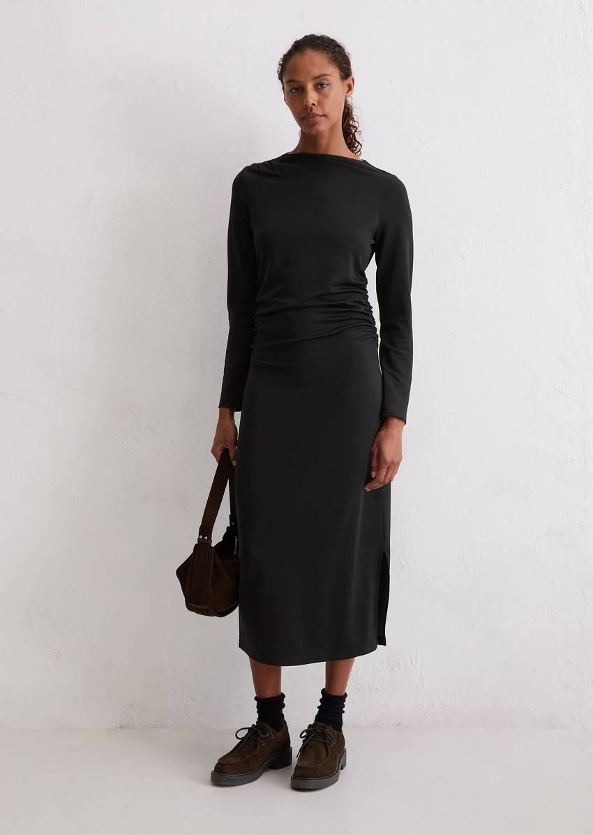 Jersey dress fitted made from compact interlock fabric