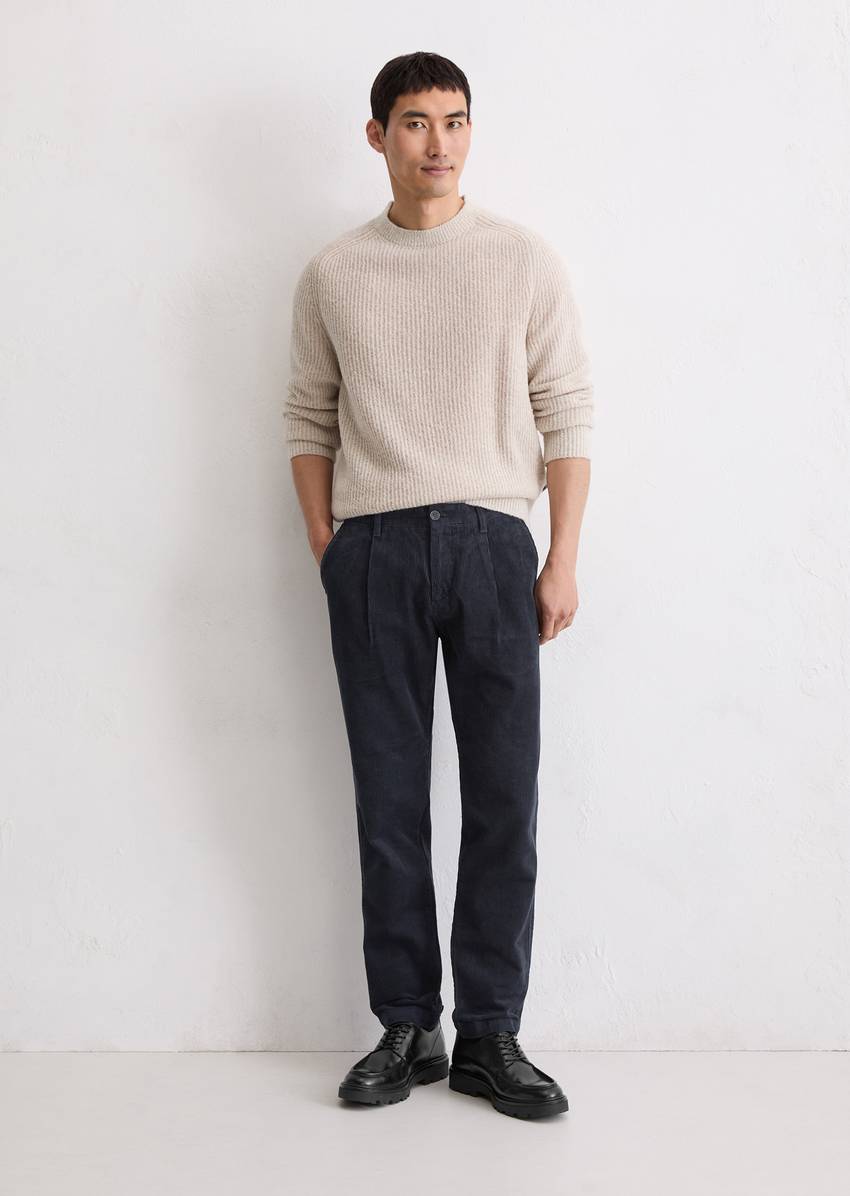 Corduroy trousers model Osby pleats tapered made from pure organic cotton