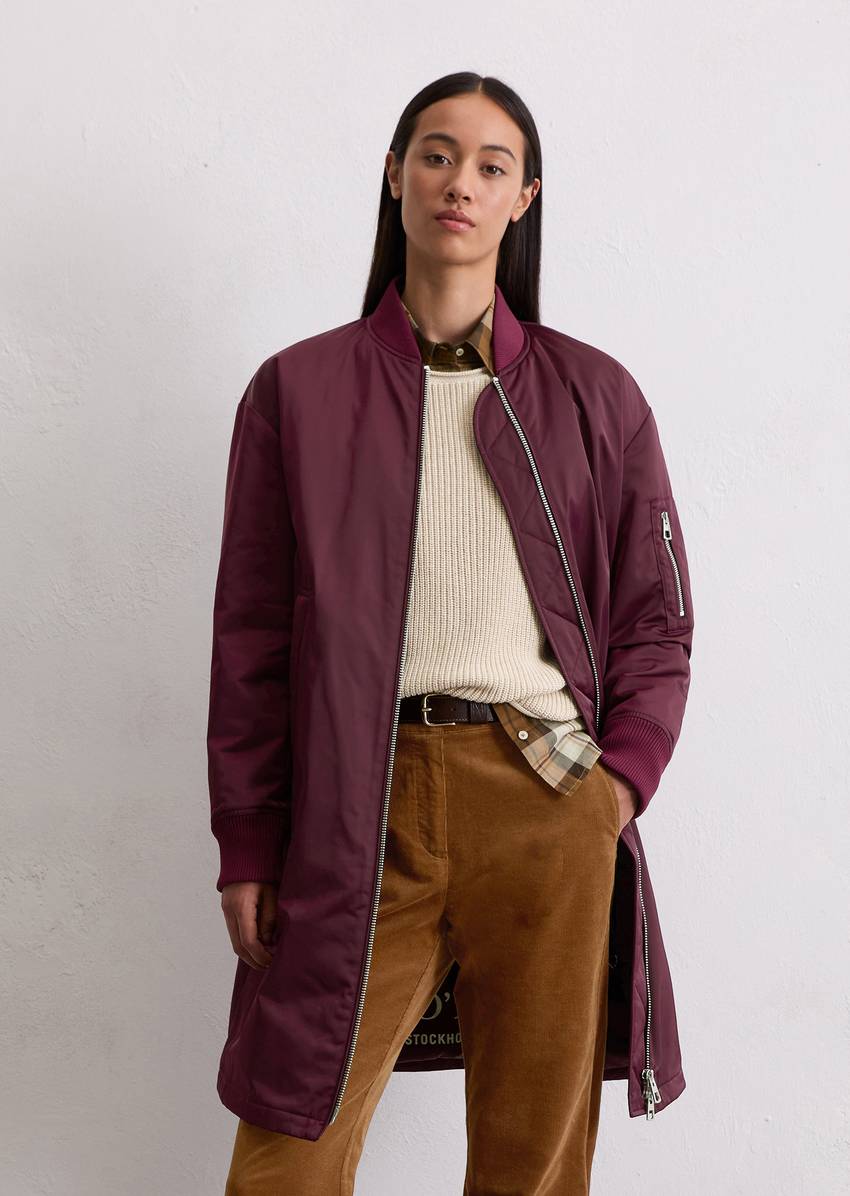 Regular aviator-style blouson coat made from recycled polyester twill