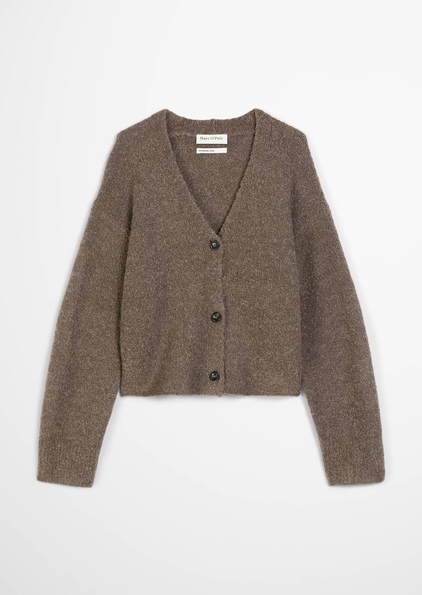 Bouclé cardigan regular made from a virgin wool/alpaca wool mix