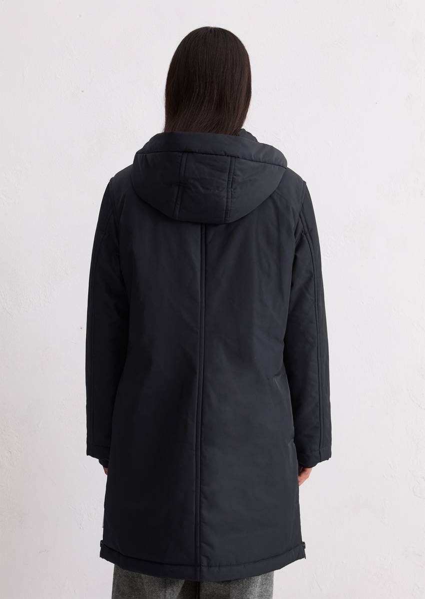 Padded parka jacket fitted made from recycled polyester twill WR